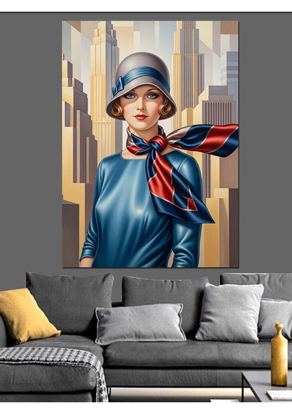 Klasik Şapkalı Retro Kadın Dekoratif Kanvas - Mdf Ahşap Tablo modelleri