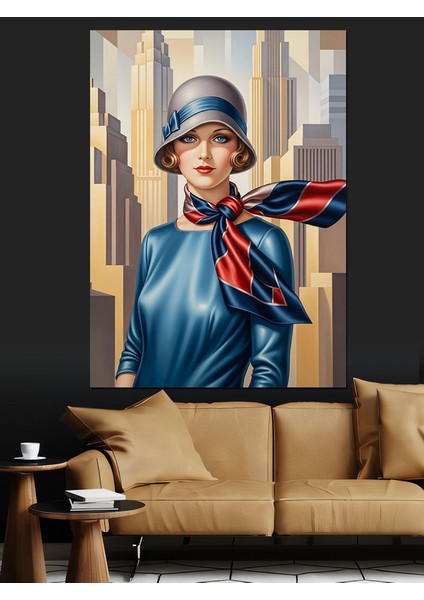 Klasik Şapkalı Retro Kadın Dekoratif Kanvas - Mdf Ahşap Tablo indirimleri