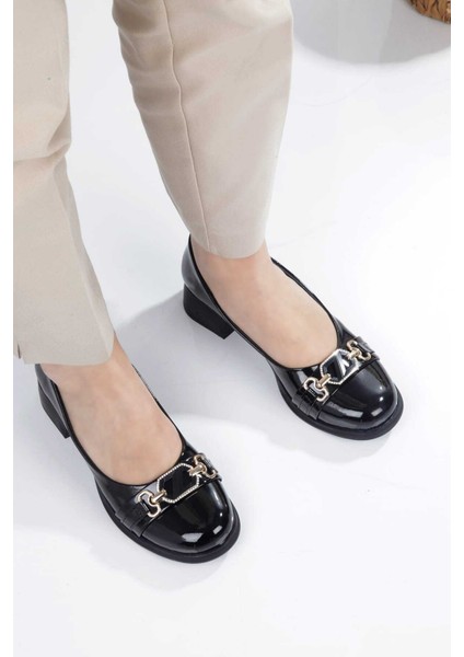 Leopar Desenlı Taş Detaylı Toka Kadın Topuklu Babet fırsatları