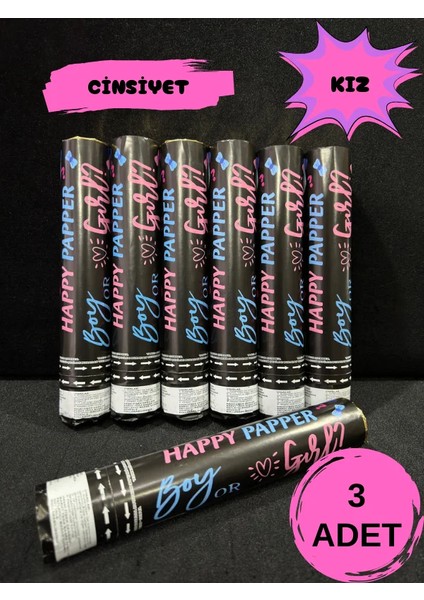 Cinsiyet Partisi Konfetisi (Kız) Parti, Doğum Günü, Özel Günler Için Pembe - 3 Adet