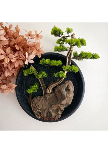 El Yapımı Driftwood Bonsai – Yeşil Şoklanmış Yosunlu Duvar Dekoru-Tablosu modelleri