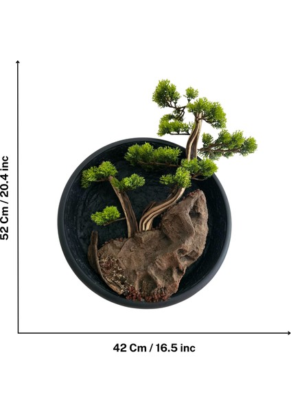 El Yapımı Driftwood Bonsai – Yeşil Şoklanmış Yosunlu Duvar Dekoru-Tablosu indirimleri