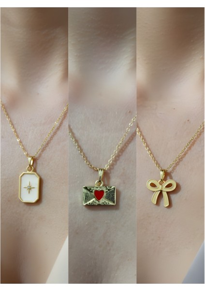 Üçlü Kombin Altın Kaplama Sembol Kolye Seti