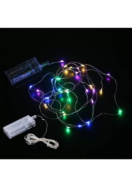 Yılbaşı Pilli LED Şeffaf Silikon Kablo LED Işık 3 Metre