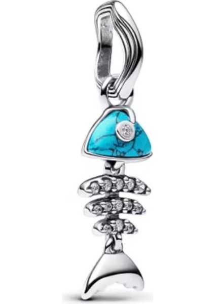 Gümüş Turkuaz Renkli Balık Kemiği Sallantılı Charm fiyatları