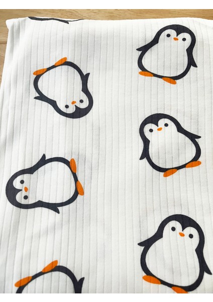 Naturel Penguen Desenli Pamuklu 80×90 cm Çift Kat Penye Bebek Battaniye fiyatları