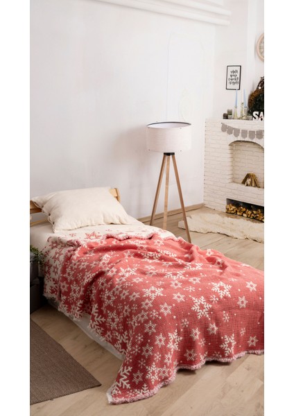 Yılbaşı Temalı Kar Tanesi Desenli Müslin Yorgan | %100 Pamuk | Çift/tek Kişilik fiyatları