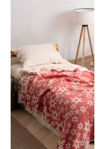 Yılbaşı Temalı Kar Tanesi Desenli Müslin Yorgan | %100 Pamuk | Çift/tek Kişilik modelleri