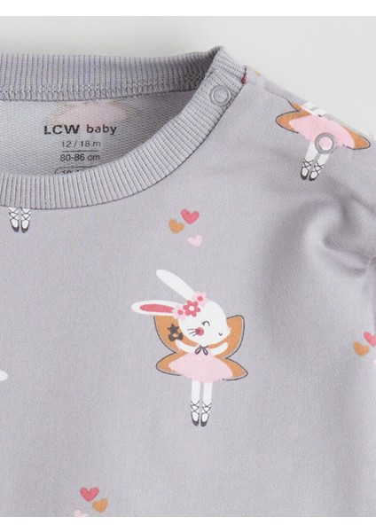 Tavşan Baskılı Kız Bebek Sweatshirt ve Eşofman Altı (W5) modelleri
