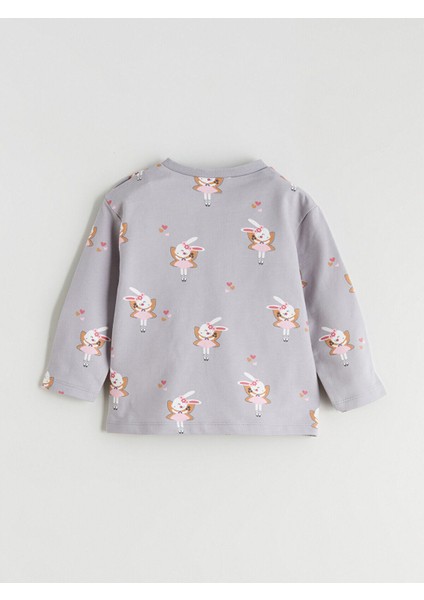 Tavşan Baskılı Kız Bebek Sweatshirt ve Eşofman Altı (W5) indirimleri