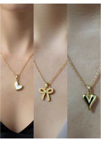 Üçlü Kombin Altın Kaplama Sembol Kolye Seti