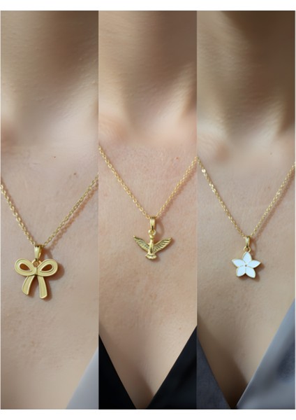 Üçlü Kombin Altın Kaplama Sembol Kolye Seti