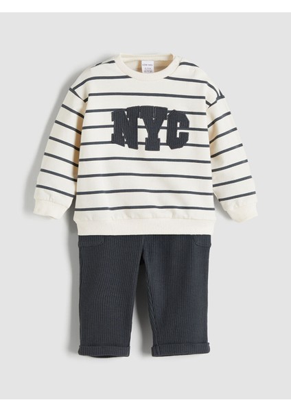 Nakışlı Erkek Bebek Sweatshirt ve Pantolon