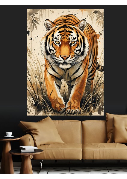 Kaplan Baş Portresi Vahşi Dekoratif Kanvas - Mdf Ahşap Tablo fırsatları