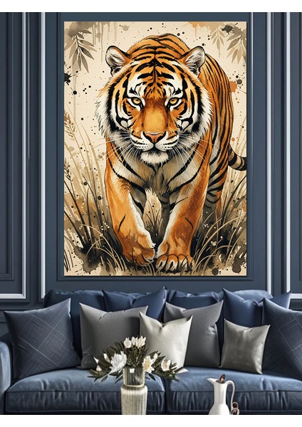 Kaplan Baş Portresi Vahşi Dekoratif Kanvas - Mdf Ahşap Tablo indirimleri