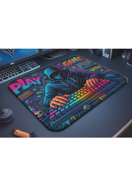 Cyber Graffiti Gaming Oyuncu Xl Mouse Pad Kaydırmaz Mousepad 40X30 3mm Premium Model Büyük Boy modelleri