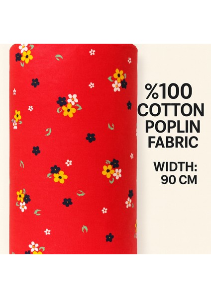 %100 Pamuk Poplin Kumaş 90 cm Eninde Dikiş ve Hobi Kumaşı