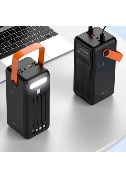 Polygold PW-2080 80000 Mah Solar Powerbank | Dahili 4 Kablolu Hızlı Şarj Cihazı | LED Işıklı Dijital Ekranlı Taşınabilir fiyatları