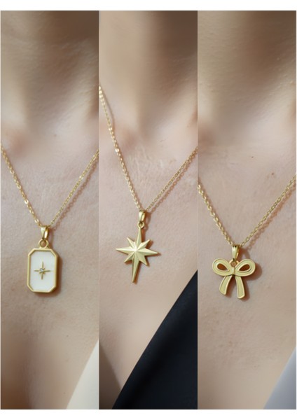 Üçlü Kombin Altın Kaplama Sembol Kolye Seti