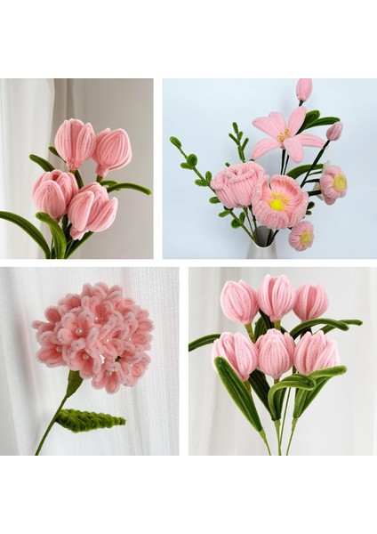 25 Adet Gül Kurusu Pembe Şönil , Çiçek Yapımına Uygun Tüylü Tel, 30 cm 6 mm fırsatları