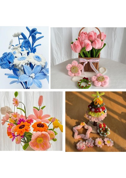 25 Adet Gül Kurusu Pembe Şönil , Çiçek Yapımına Uygun Tüylü Tel, 30 cm 6 mm indirimleri