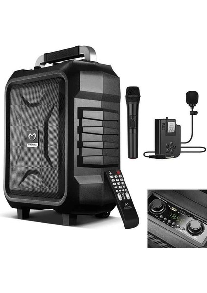 MV-2015 Max 300W USB-SD-BT Siyah 1E-1Y Mikrofonlu Aktif Hoparlör