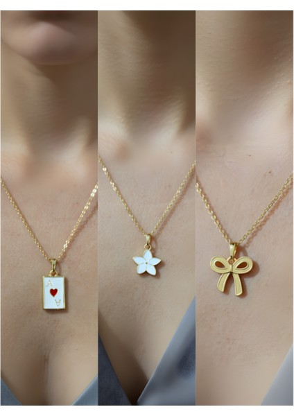 Üçlü Kombin Altın Kaplama Sembol Kolye Seti