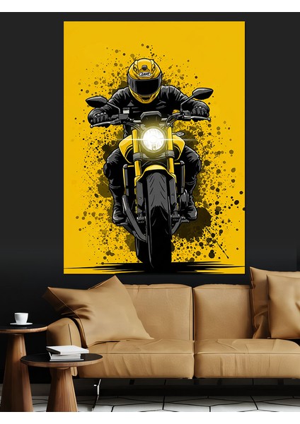 Siyah Hızlı Motor Bisiklet Dekoratif Kanvas - Mdf Ahşap Tablo fiyatları