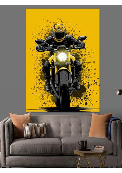 Siyah Hızlı Motor Bisiklet Dekoratif Kanvas - Mdf Ahşap Tablo fırsatları