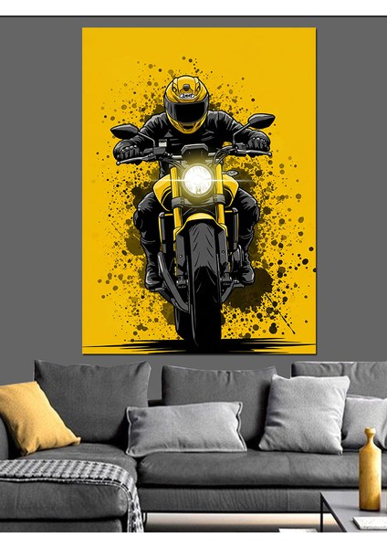 Siyah Hızlı Motor Bisiklet Dekoratif Kanvas - Mdf Ahşap Tablo indirimleri