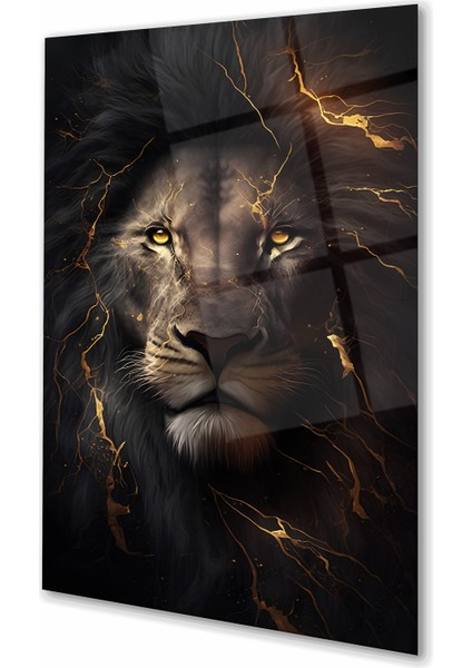 Aslan Dikey Cam Tablo, Ev Iş Kurum Ofis Büyük Hediyelik Tablo