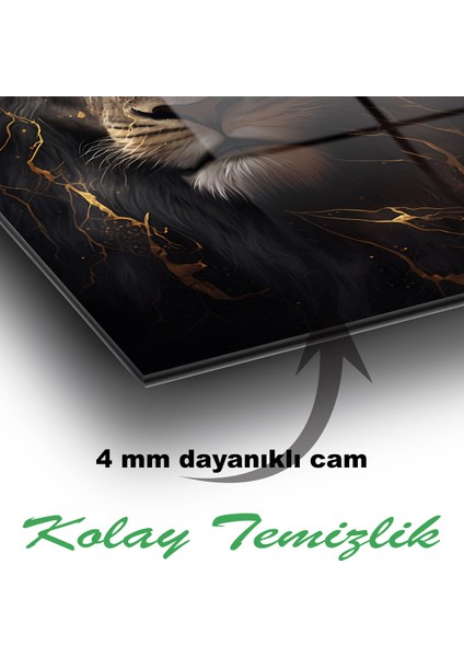 Aslan Dikey Cam Tablo, Ev Iş Kurum Ofis Büyük Hediyelik Tablo