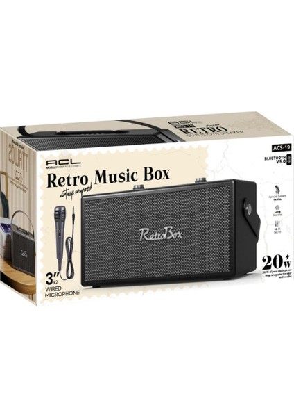 Acs-19 Retrobox Bluetooth Speaker | Deri Kaplama Kaliteli Hoparlör fiyatları