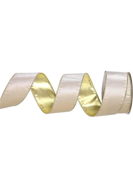 Yılbaşı Ağacı Süsleme Kurdelesi Hediye Paketleme Kurdelesi Kadife Inci Şampanya 6 cm fiyatları