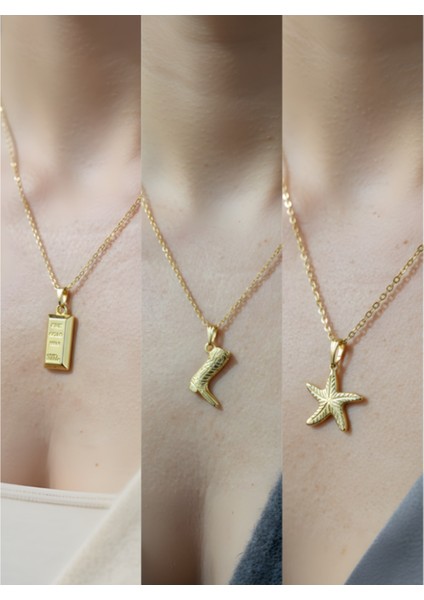 Üçlü Kombin Altın Kaplama Sembol Kolye Seti