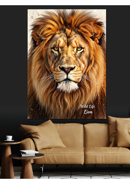 Kükreyen Aslan Hayvan Portresi Dekoratif Kanvas - Mdf Ahşap Tablo fiyatları