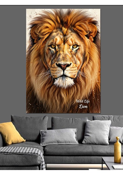 Kükreyen Aslan Hayvan Portresi Dekoratif Kanvas - Mdf Ahşap Tablo indirimleri