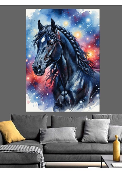 Koyu At Baş Vurusu Dekoratif Kanvas - Mdf Ahşap Tablo modelleri