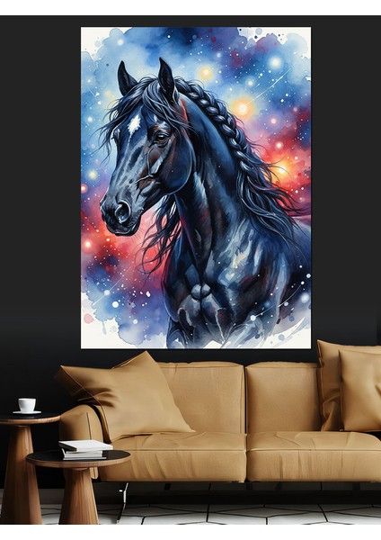 Koyu At Baş Vurusu Dekoratif Kanvas - Mdf Ahşap Tablo indirimleri
