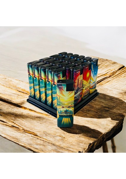 Metal Rüzgar Turbo Çakmak 24 Adet Araba Uv Baskı