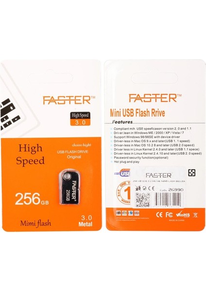 Faster 256 GB Mimi Serisi USB 3.0 Yüksek Hızlı Metal Flash Bellek fırsatları