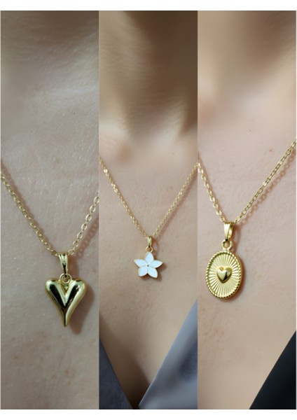 Üçlü Kombin Altın Kaplama Sembol Kolye Seti