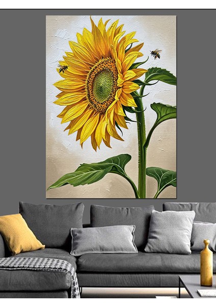 Dev Ayçiçeği Parlak Sarı Dekoratif Kanvas - Mdf Ahşap Tablo fiyatları