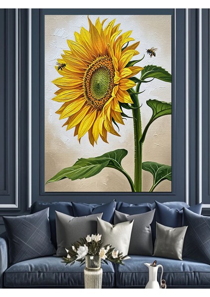 Dev Ayçiçeği Parlak Sarı Dekoratif Kanvas - Mdf Ahşap Tablo modelleri