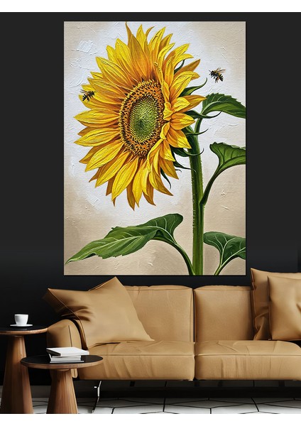 Dev Ayçiçeği Parlak Sarı Dekoratif Kanvas - Mdf Ahşap Tablo fırsatları