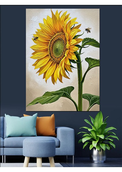 Dev Ayçiçeği Parlak Sarı Dekoratif Kanvas - Mdf Ahşap Tablo indirimleri