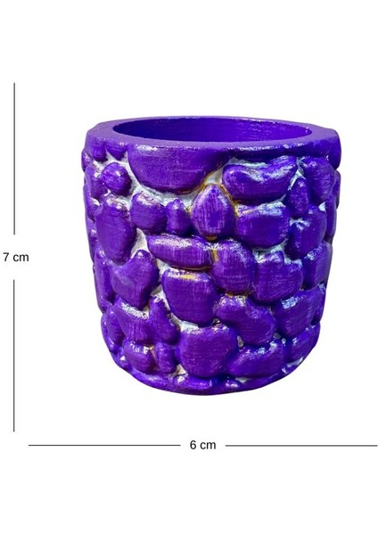 9011 El Yapım Taş Motifli 2'li Mor ve Pembe Dekor Saksısı- 6 x 7 cm fiyatları