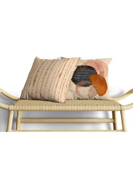 Soyut Desenli Dijital Baskı Çift Taraf Desenli 2'li Kare Yastık Kırlent Kılıfı