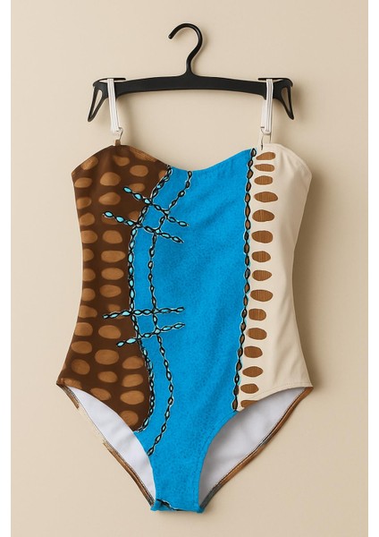 Kadın Dijital Baskılı Etnik Desen Tek Parça Mayo – Ince Askılı 0015-07 fiyatları