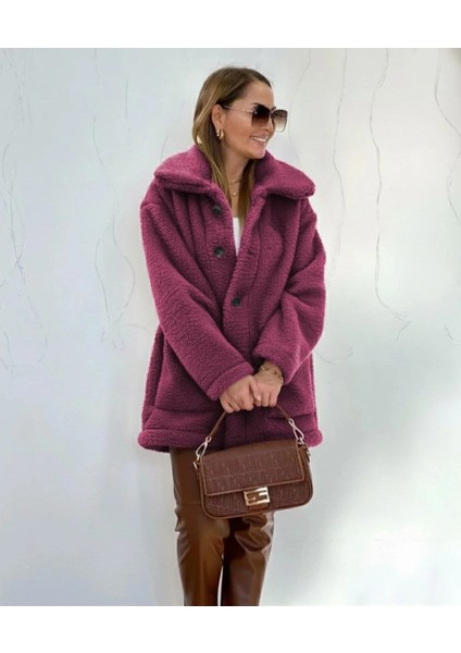 Kadın Uzun Kollu Yakalı Önden Düğmeli Welsoft Kaban modelleri